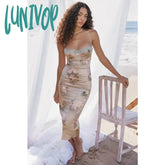 Lunivop Elegant Summer Spaghetti Strap Bodycon Dress Sexy Floral Printing Birthday Party Dresses